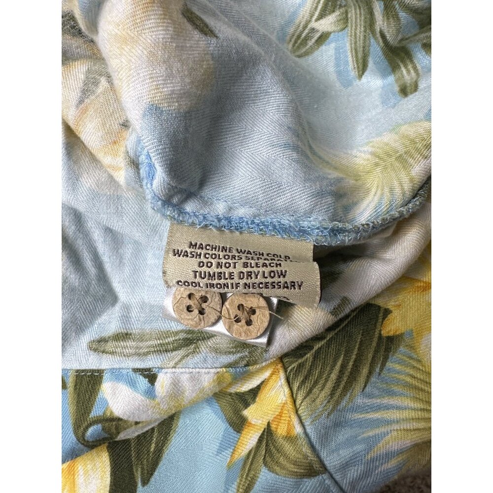 Mens Seven Palms Hawaiian Floral Button-Up Shirt XL Blue Yellow Beach Cruise - Picture 6 of 8